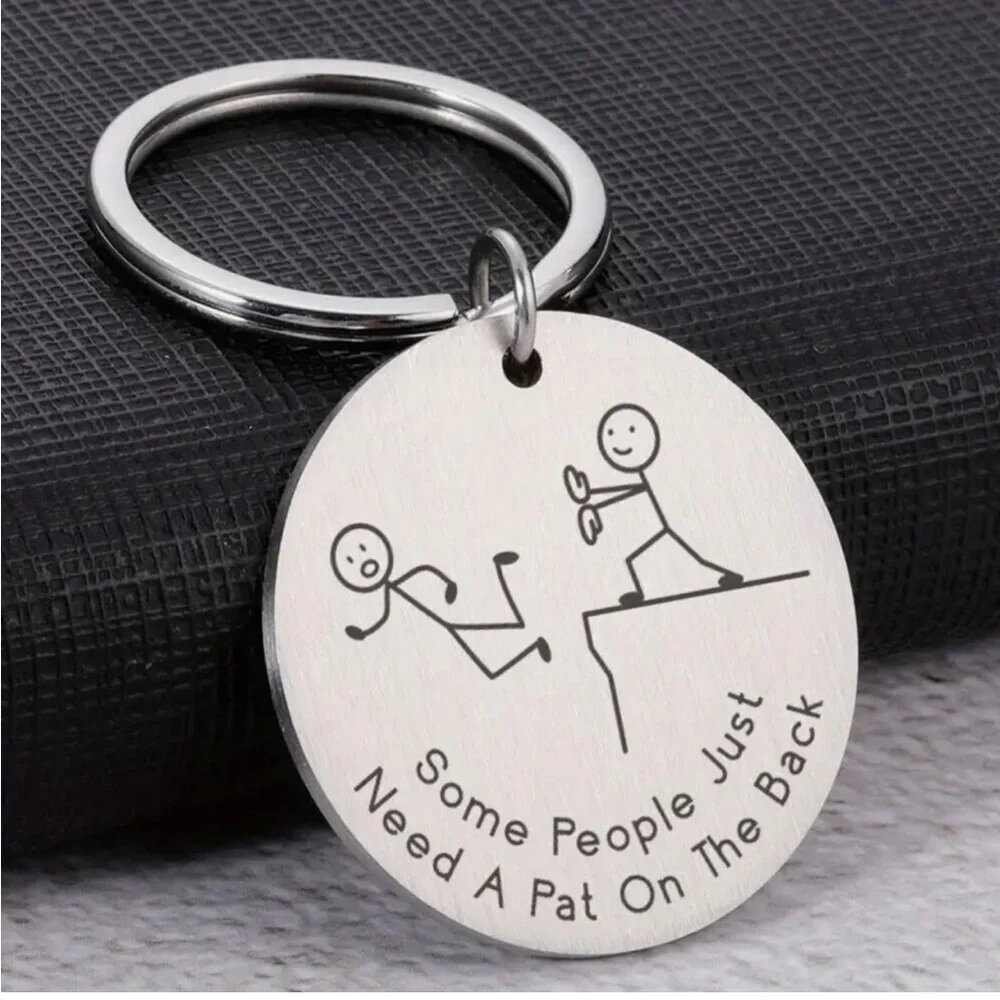 BFF Engraved Silver Novelty Keychain with Humorous Quote